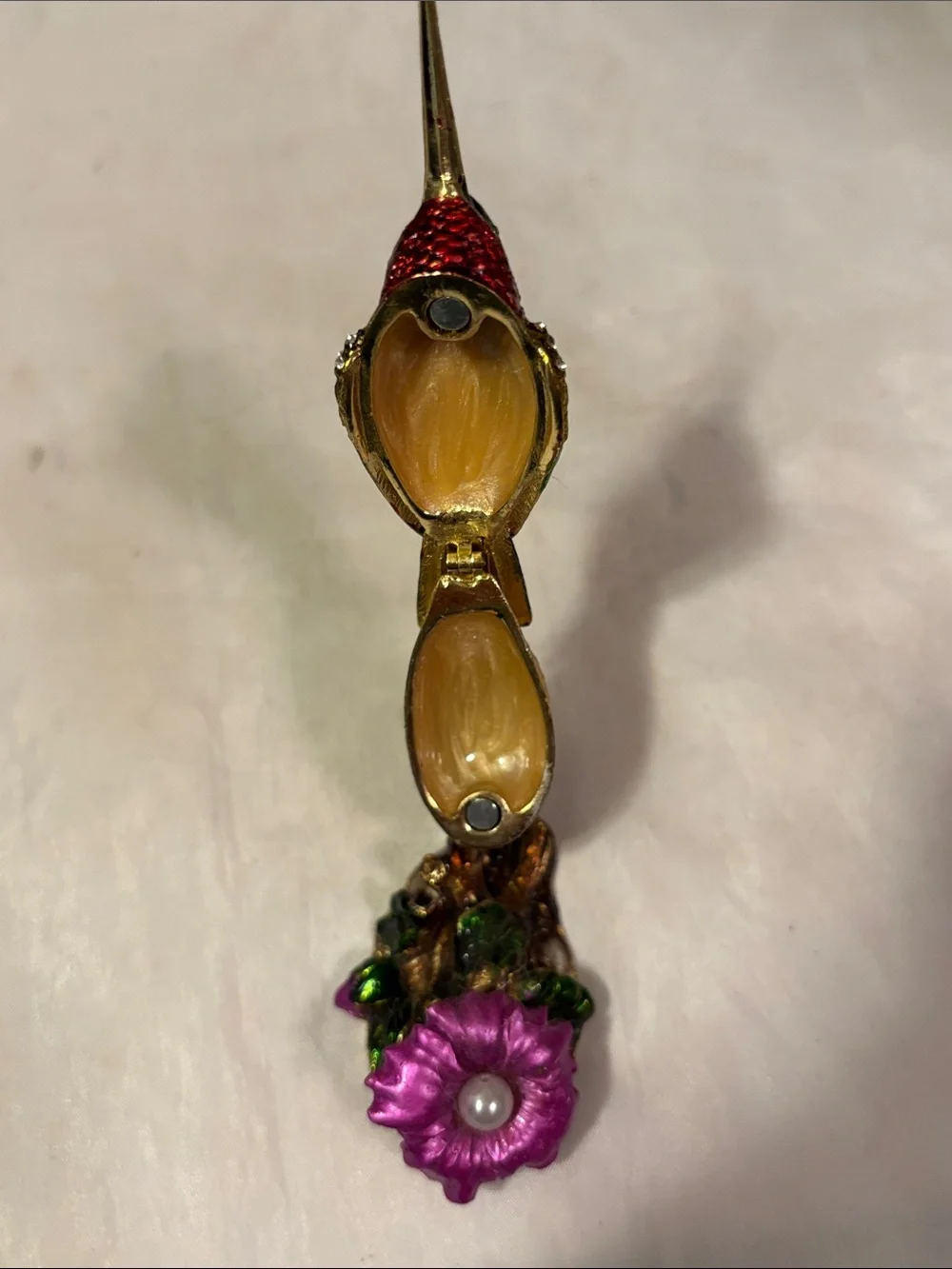 Enameled Rhinestone Colorful Hummingbird Decorative Trinket  - Multicolor